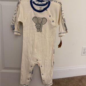 Elephant Print toddler/infant one piece bodysuit (2)  - Cream and Blue